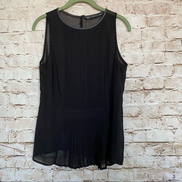 Zara Tops - Zara Trafaluc Sz M Sleeveless Sheer Black Blouse